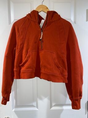 Lululemon Athletica Scuba Cropped Half-Zip Hoodie Rust Orange - Size XS/S